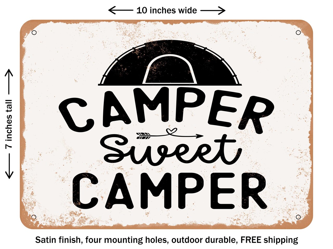 DECORATIVE METAL SIGN - Camper Sweet Camper - Vintage Rusty Look